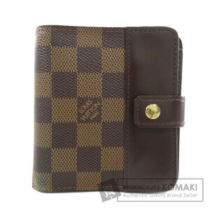 Louis Vuitton Compact Zip Damier Ebene Brown Bi fold Wallet Canvas